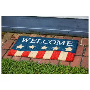 Evergreen Patriotic Stripes Coir Mat
