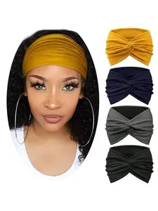 Solid Color Wide Band Hairbands, High Stretch HairbandsSweat Absorbing Hair Band, Fashion Hair Accessories forWomen & Girls