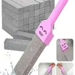 Pumice Stone Cleaning Brush with Handle, Removes Hard Water Stains & Calcium Deposits, Ideal for Toilet, Pool, Kitchen Sink, Grill, Bathtub