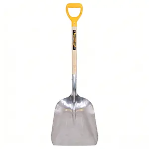 Aluminum Scoop with D-Grip and Hardwood Handle, Silver Snow Shovel for Driveway Home Garage Snow Removal Aluminum Strip with D-Grip Handle  Long Large Capacity Shovel for Garden Car Camping Outdoor