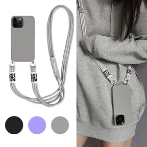 Crossbody Lanyard Case For iPhone 16 Plus 16 Pro Max Simple Necklace Strap Cord Soft Silicone Case Cover Smartphone Accessories