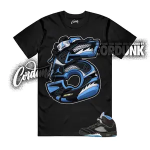 AJ5 Black Uni Blue White Matching T Shirt, Numer 5 v2 Graphic Shirt, 90s Hip Hop Tee, Gift For Women and Man, Unisex T-Shirt, Sneaker Head Gift