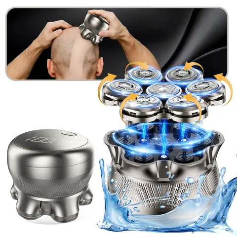 Men's 7D Cordless Bald Head Shaver, 360° Scalp-Fit Floating Blades, 2-Speed Powerful Motor, IPX7 Waterproof Wet/Dry Electric Razor, Self Care Gadgets, Ideal Gift for Dad