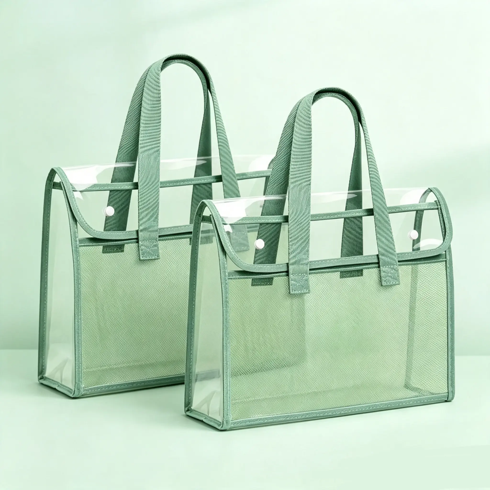 Multifunction Large Clear PVC Tote Bag for Women, Ideal for Makeup Organization, File Storage & Travel