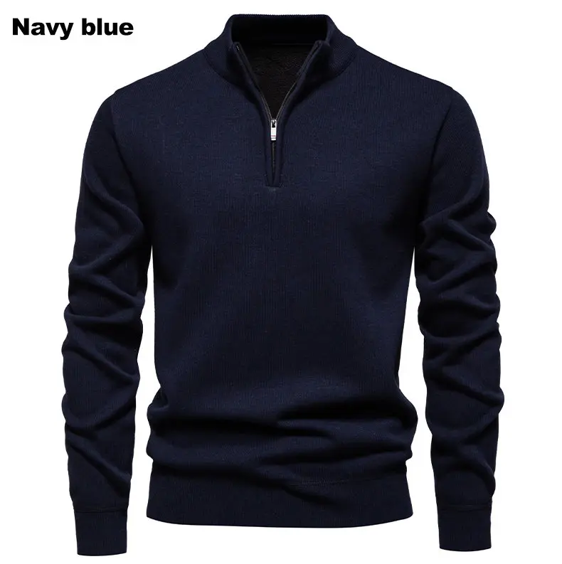 Autumn Winter Men's Quarter Zip Sweater Slim Fit Lightweight Crew Neck Pullover Casual Long Sleeve Mens Shirt Elegant Knitted Crew Neck Sweater Slim Fit Crew Neck Pullover