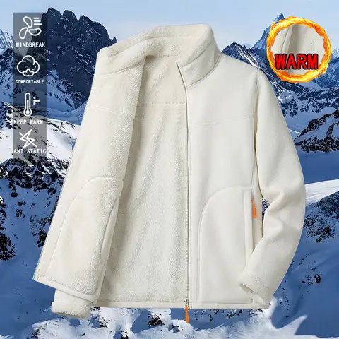 Women’s Minimalist Double-Sided Warm Fleece Jacket - Long Sleeve Tops for Women, Solid Color Thick Fleece Lining, Comfortable Casual Outdoor Sports Coats (Autumn & Winter)