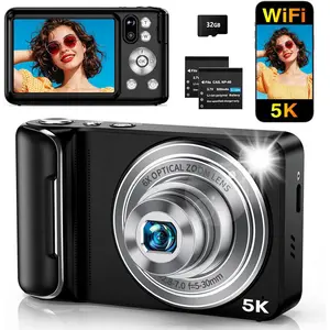 5K Digital Camera for Photography with WiFi, 6X Optical Zoom 64MP Autofocus Dual Lens Vlogging Camera with 2.8"  Screen, Compact Digital Cameras for YouTube, 32GB Card,2Batteries, Black
