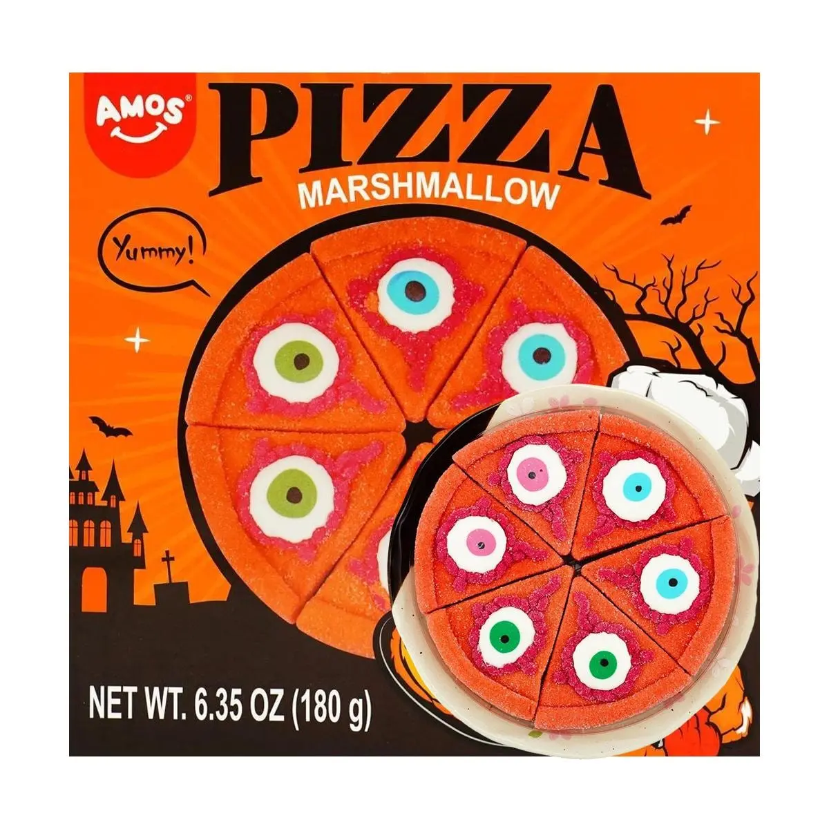 Amos Sweets Pizza Marshmallows 180g - Fun Halloween Candy Treats for Kids & Parties