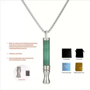 Tiger Eye Energy Stone Breathing Resistance Necklace with Built-in Cotton Wick Aromatherapy Stress Relief Meditation Anxiety Relief Jewelry Titanium Steel Hypoallergenic