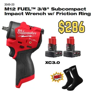 Milwaukee M12 3/8” Subcompact 3049-20 with (2) FREE 3.0 Batteries!