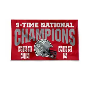 9-Time National Champions Decorative Full Print Tapestry Banner Flag - Premium Cotton-Light Linen Cloth, Vibrant Black, Hand-Washable, Multi-Size Decoration for Indoor/Outdoor Home Decor, Summervibes