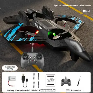 Blue Foam Airplane Special Skill Remote Controlled Drone with Accessories Display Charging Cable and Propellers