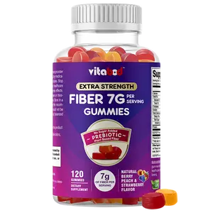 Vitabod Edible Dietary Fiber Jelly Supplement, 7G Per Serving for Digestive Health & Regularity, Plant-Based Prebiotic GOFOS, Berry & Strawberry Flavors - 120 Gummies