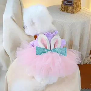 Cute Rabbit Ear Design Bunny Pet Dress, Breathable Comfortable Pet Clothes for Small Dogs, Poodle & Cats, Fashionable Pet Clothing for Daily Wear