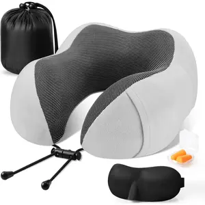 Travel Pillow  Memory , Comfortable&Supportive  Pillow, Sleeping  Pillows for Travel, Airplane Pillow for Sleeping Airplane, , Office and Home (Light Grey)