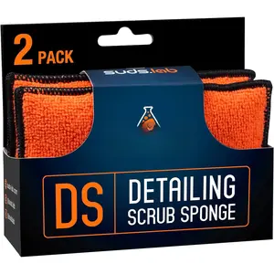 Suds Lab DS Microfiber Detailing Scrub Pad 2 Pack -  Interior Cleaning & Detailing Microfiber Scrub Pads - Safe On Leather, Vinyl, Plastic, Etc.