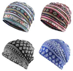 4 Pieces Women's Slouchy Beanie Chemo Hat Stretch Cancer Head Wraps Sleep Head Scarf for Cancer Patient