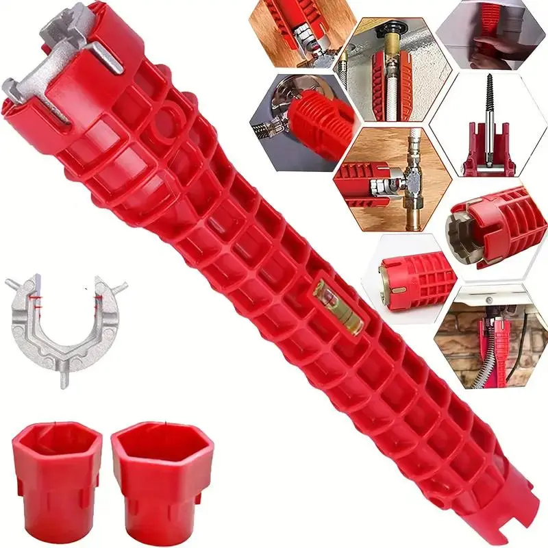 8-in-1 Aluminum Alloy Sink Combination Wrench Set, Multi-functional Sink & Faucet Pipe Tool Kit, Adjustable Wrenches for Bathroom & Kitchen Installation, Multifunctional Sink Wrench