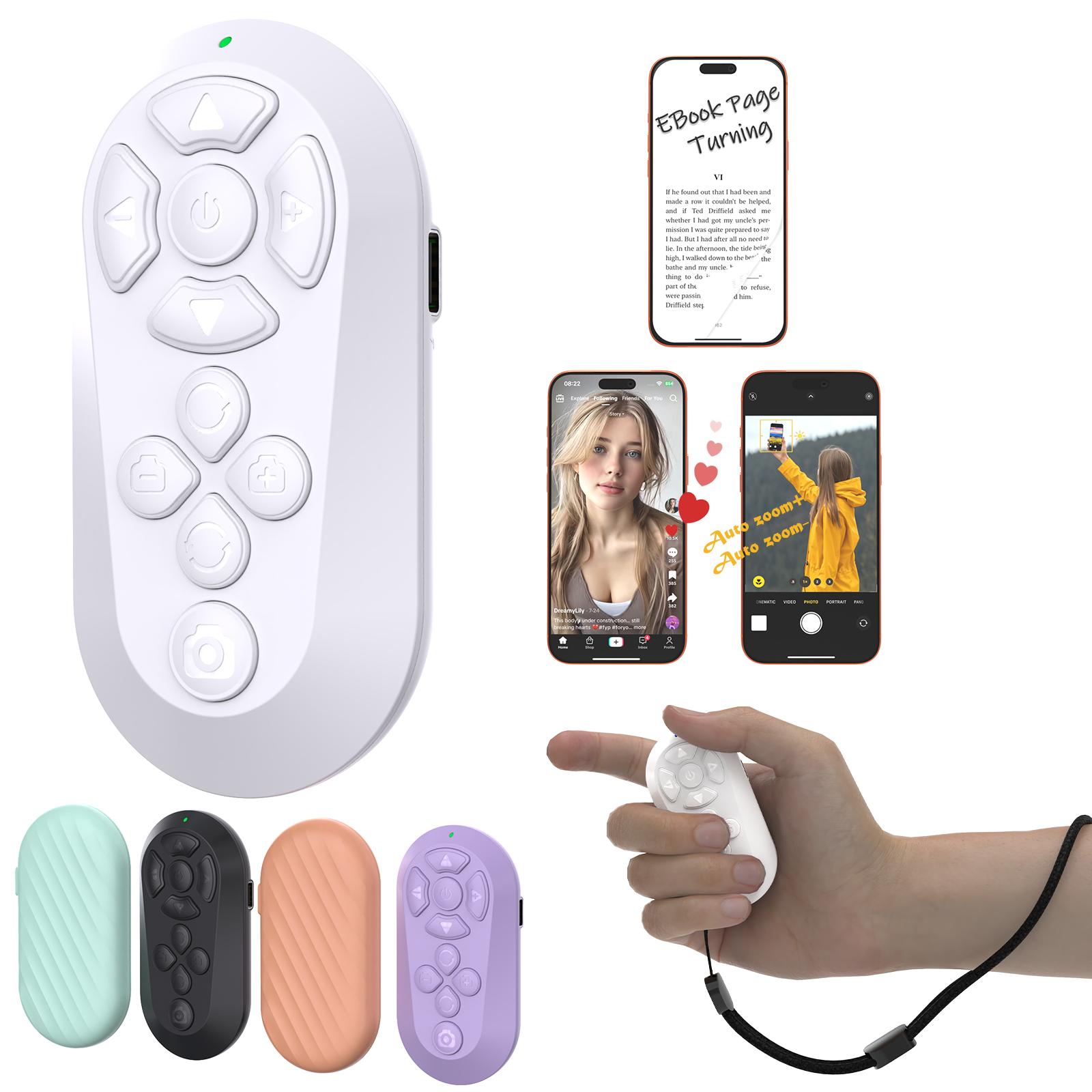 TikTok Scrolling Remote 2026 — Wireless Scroller + Page Turner + Camera Shutter for iPhone & Android