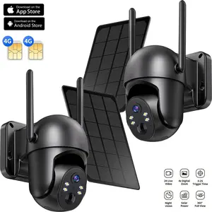 4G LTE Cellular Security Camera with Solar Panel, Outdoor 360° Full View, Color Night Vision, Unlimited Data Plan, 2K Live Video, Solar Powered No WiFi Security Camera, Motion Alert, Remote Access, Built-in SIM Card (Black)