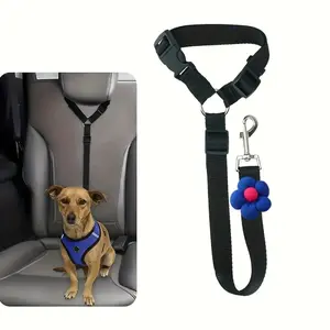 Pet supplies: car safety leash, collar, dog leash, cat leash, car headrest, retractable leash with flowers, Seatbelt Leash