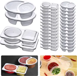 32 Sets Double Compartment Condiment Container