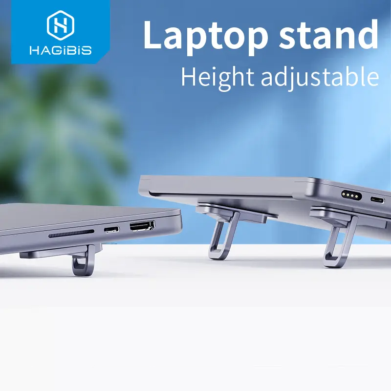 Hagibis Foldable Laptop Stand - Portable Plastic and PU Leather Universal Holder, Desk Keyboard Riser, Notebook Cooling Pad for MacBook Pro/Air, Office Accessories, Desk Organization Gadget, Desk Accessories, Office Desk Accessories