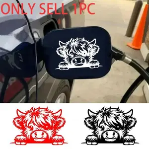 1-piece Charming Highland Cow Motif Car Stickers, Waterproof Vinyl Automobile Decals, Suitable for Car Windows, Bumpers and Rear Windscreens, Self-adhesive Animal Decoration, Car Decorative Sticker, Truck Car Decal, Universal Car Sticker, Sticker for Cars