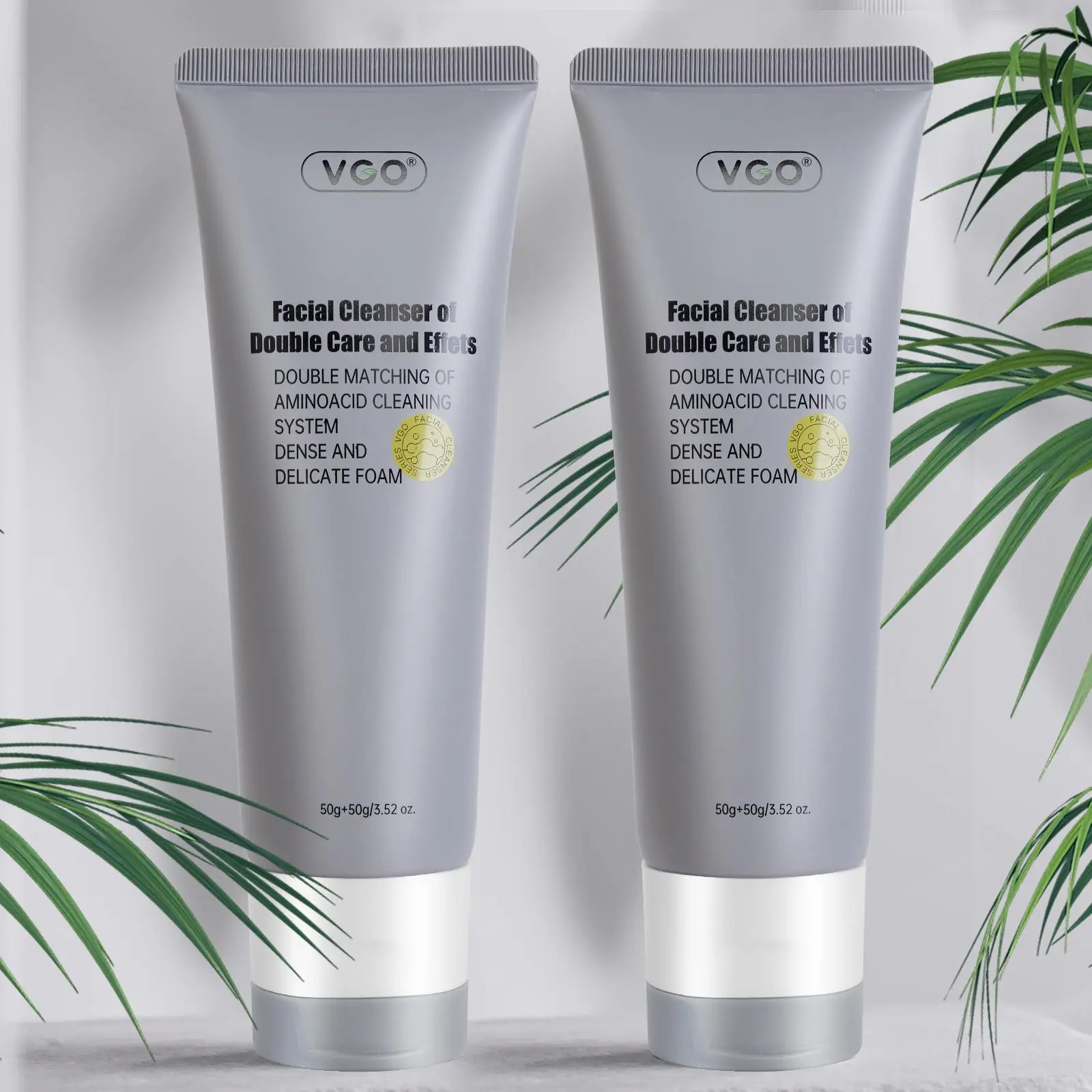 VGO 2-in-1 Gentle Facial Cleanser Set, 50g Skin Repair Hydrating Kit with Coconut Oil & Amino Acids - Exfoliating Charcoal Foam, Moisture Cream for Eczema Relief, Suitable for Adults & All Skin Types, Two-In-One Facial Cleansers facial hydrate moisture