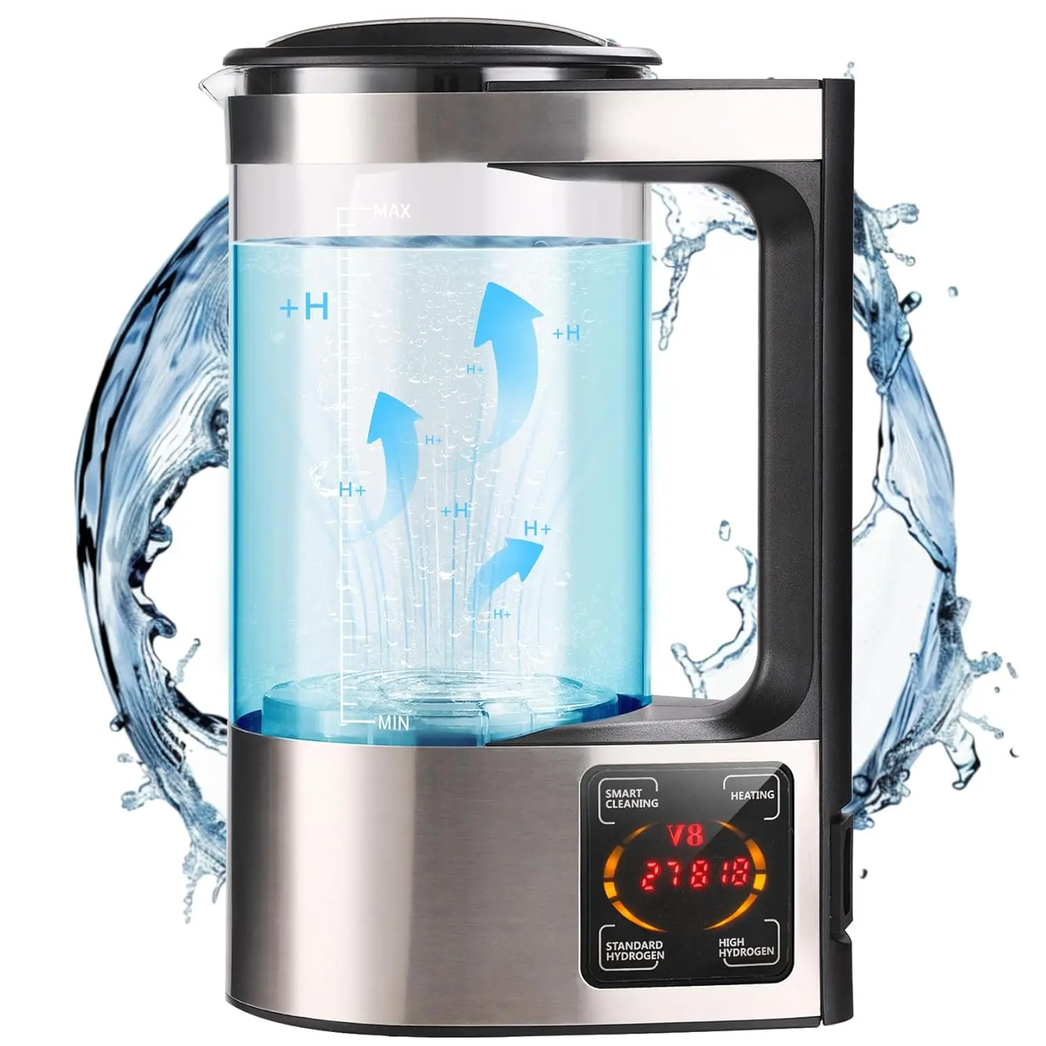 HydroPitcher | 68 Oz Hydrogen Water Pitcher - BPA Free Rich Hydrogen Water Generator - Electrolysis Jug with SPE/PEM Technology Hydrogen Water Machine | Chlorine Free Large Hydrogen Water Bottle