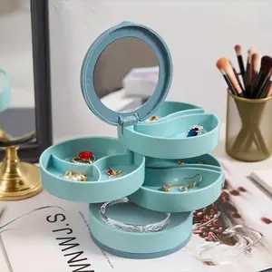 Rotating Multi-Layer Jewelry Box, Multiple Compartment Earring Studs Storage Case, Home Use Ear Accessories Organizer