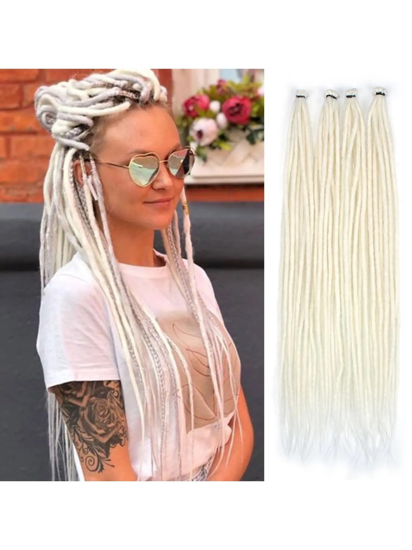 10 Strands Thin Synthetic Dreads Extensions 24 Inch Hippie Dreadlock 0.6 cm Width Loc Extensions Handmade Reggae Style Crochet Braiding Hair for Women and Men #630 color Synthetic Braided Hair Scene Hair Extensions