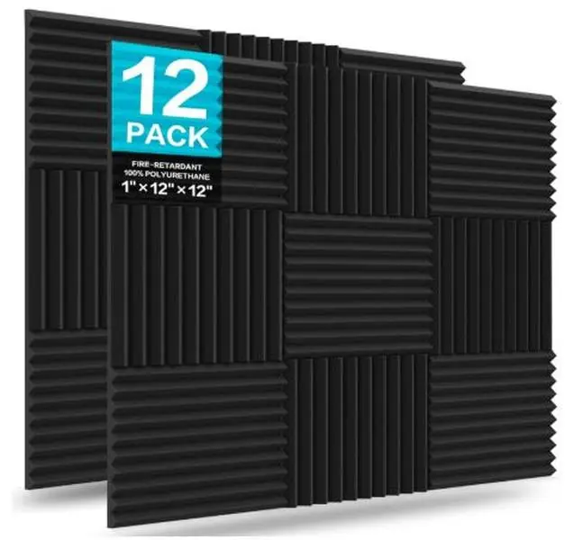 12 Pack Acoustic Foam Panels, 1" X 12" X 12" Sound Proof Foam Panels for Walls Soundproofing Wedges