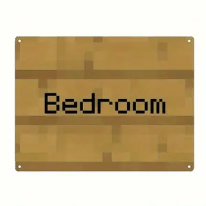 [Pixel Art Metal Sign] Waterproof Metal Sign, Print Painting Pixel Art Bedroom - Frameless Black Vintage Poster Gift For College Dorms, Bathrooms, Man Caves, Bars, Cafes, Garages, Farmhouses, Bedroom Decor With "BEDROOM" Lettering