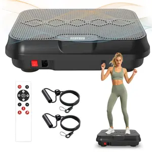 Vibrational Plate - 300lbs Load Portable Size At Home Gym Equipment, Adjustable Speed, Anti-Slip Coating, Compact Full Body Exercise Platform for Gym Workouts