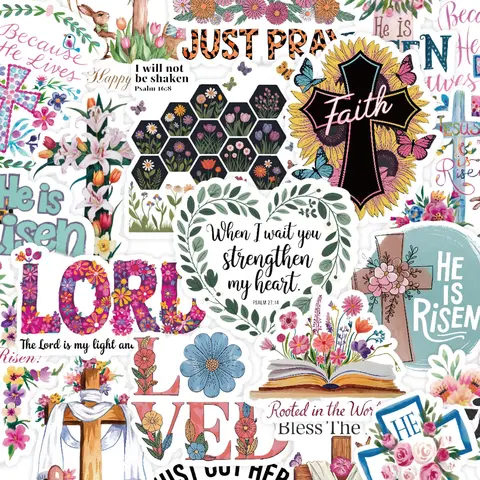 50/200PCS Jesus Phrase Graffiti Stickers Faith Stickers Universal Car Decorative Sticker Car Decorations Positive Energy for Junk Journal Laptop Scrapbook Luggage Car Motorcycle Phone Decoration Sticker for Cars