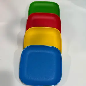 Kids Mini Plates Set in Colors - Assorted Colors for Creative Play and Serve Plateset Square Tableware Snackplate Colorful