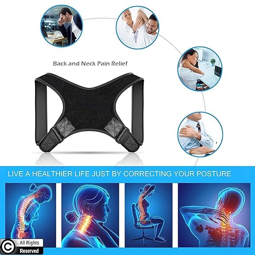 Adjustable Posture Corrector Brace for Men – Universal Fit Upper Back, Shoulder & Clavicle Support, Helps Improve Posture & Relieve Neck, Shoulder & Back Pain (Patented Design)