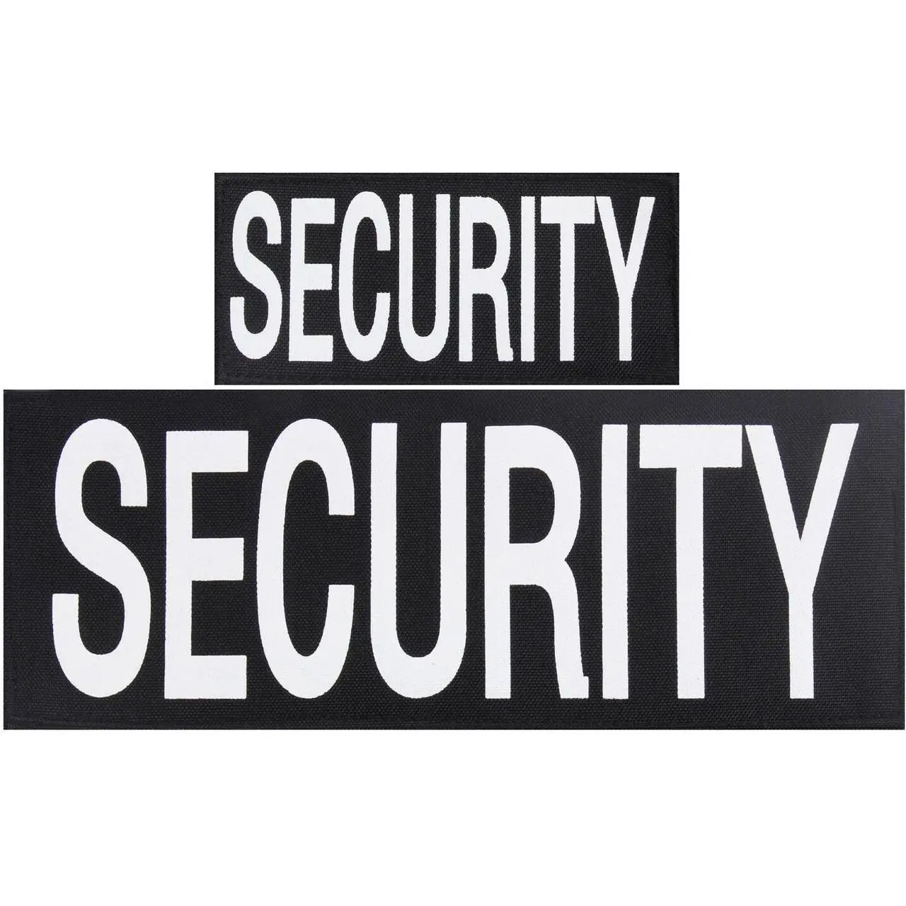 Bold Polyester Security Patches with Hook Back - Set of 2 (1 Large-10.75" x 4", 1 Small), Remove Easily, Attach to Any Loop Materials for Vests/Jackets, Embroidery Sewing Supplies
