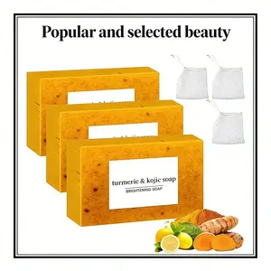 Lemon Turmeric Kojic Soap Bar for Face & Body All Skin Types - Powerful Gentle Formula with Curcumin & Kojic Acid - Handmade Cold-Pressed Safe Reliable，ldeal forDaily Use