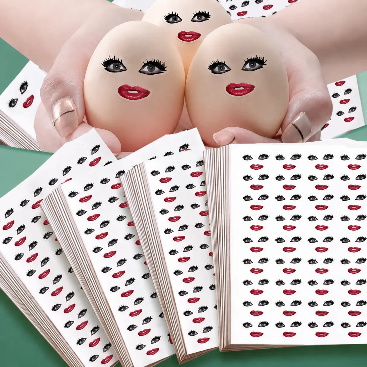 Sticker - Funny Face Expression Stickers with Waterproof PVC Material, Cute Eye and Lip Decals for Phone Case, Laptop, Water Bottle, Notebook Decoration, Aesthetic Gift for Teens & Girls