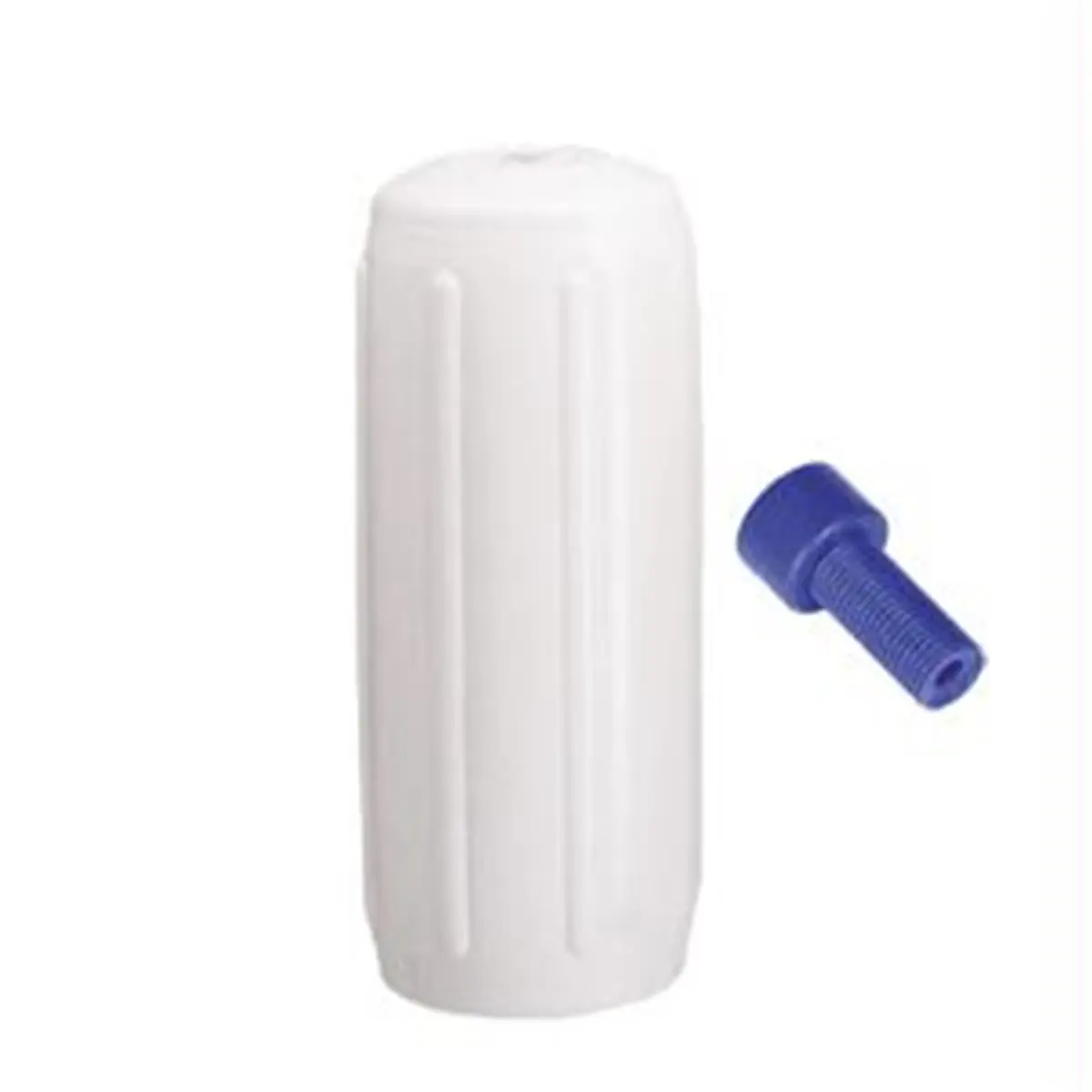 Polyform HTM-2 Ribbed Boat Fender, 8x20 in, Molded in Ribs, Hole-Through-Middle Design, Even Wall Thickness, Reinforced Tube Ends, Designed for Medium Duty, White with Air Adaptor
