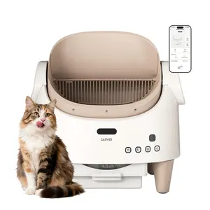 Gaomon Automatic Litter Box, Open-Top Self-Cleaning Electric Cat Litter Box with 15-Layer Safety Protection System, Smart App Control, Adjustable Entry Height, and Odor Control, Brown