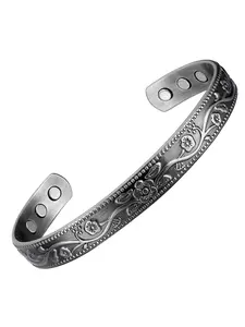 Mother's Day Gift Women's Elegant Vintage Flower Design Adjustable Open Cuff Bangle, Exquisite Trendy Cuff Bangle, Chic Gorgeous Jewelry As Gift for Girlfriend