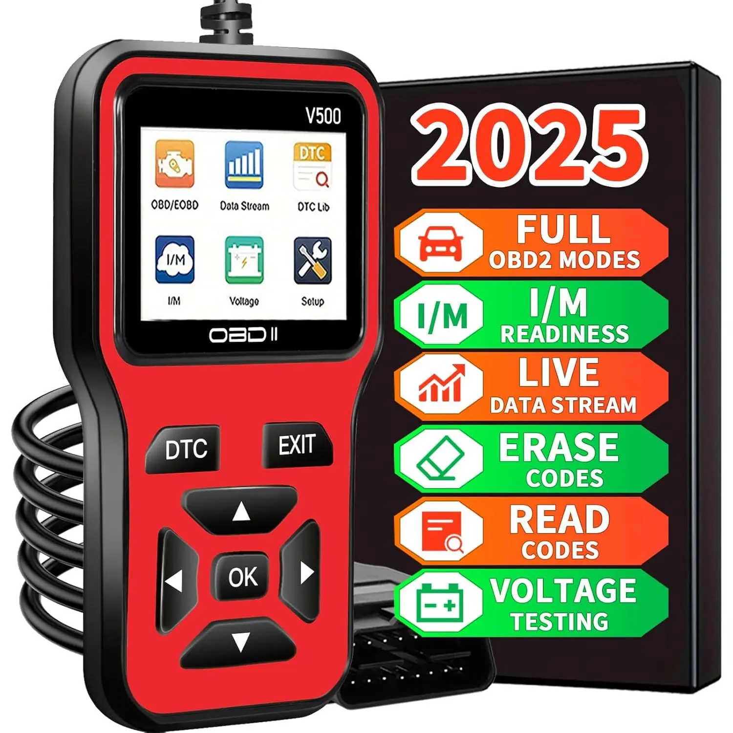 OBD2 Scanner Diagnostic Tool - Check Engine Light Code Scanner Tool with Reset, DTC, Data Stream, I/M Readiness,  &  Scan Tool for All  Since 1996, escaner automotriz
