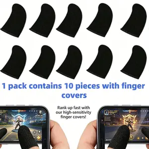 10pcs Carbon Fiber Gaming Finger Sleeves, Anti-Slip Sweatproof Breathable, for Phone, Switch, Game Controller, Practical Father's Day Gift, Esports Controller Gloves