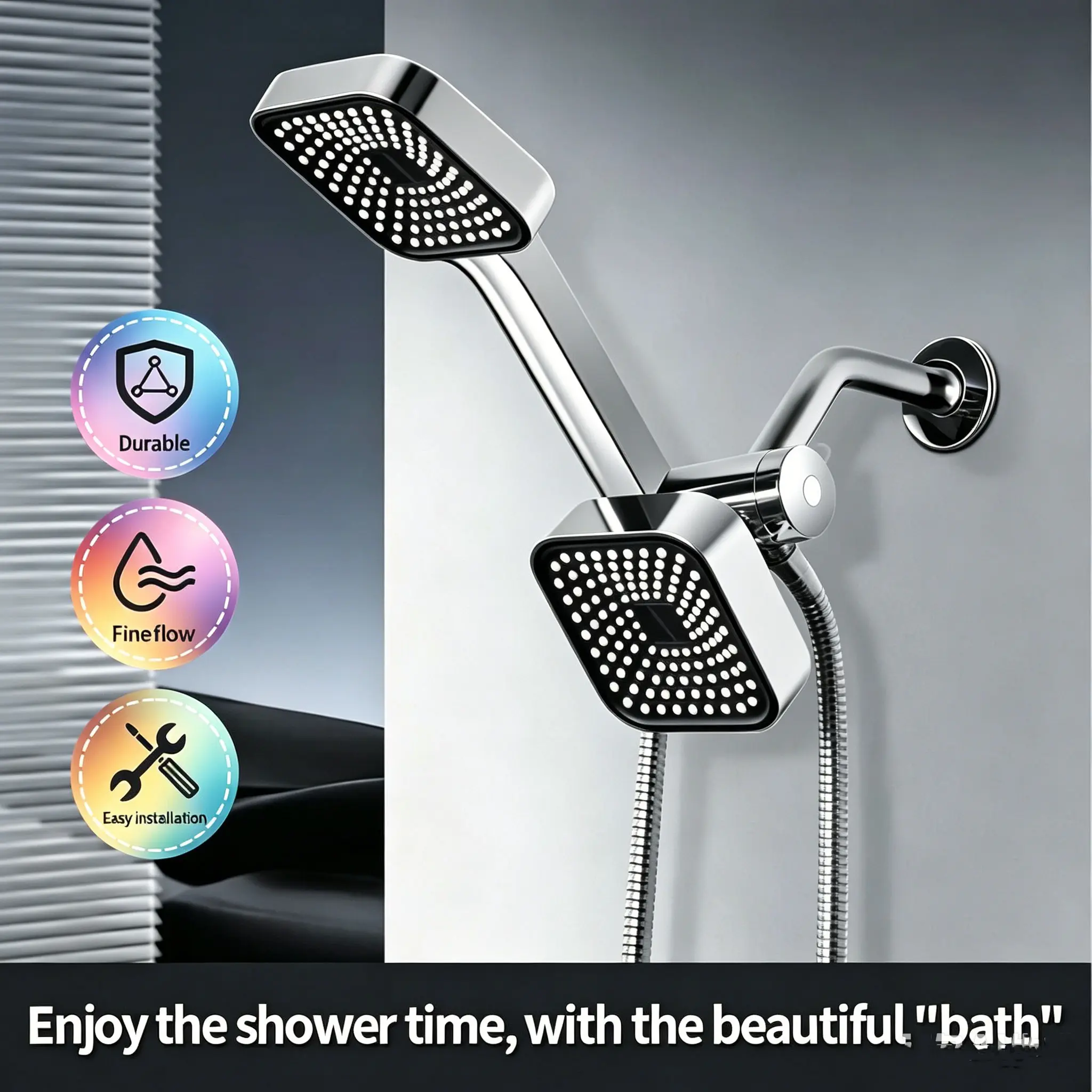 3 in 1 High Pressure Shower Head | 360° Rotation + Dual Head Combo, Instant Upgrade Your Shower Experience! Showerhead