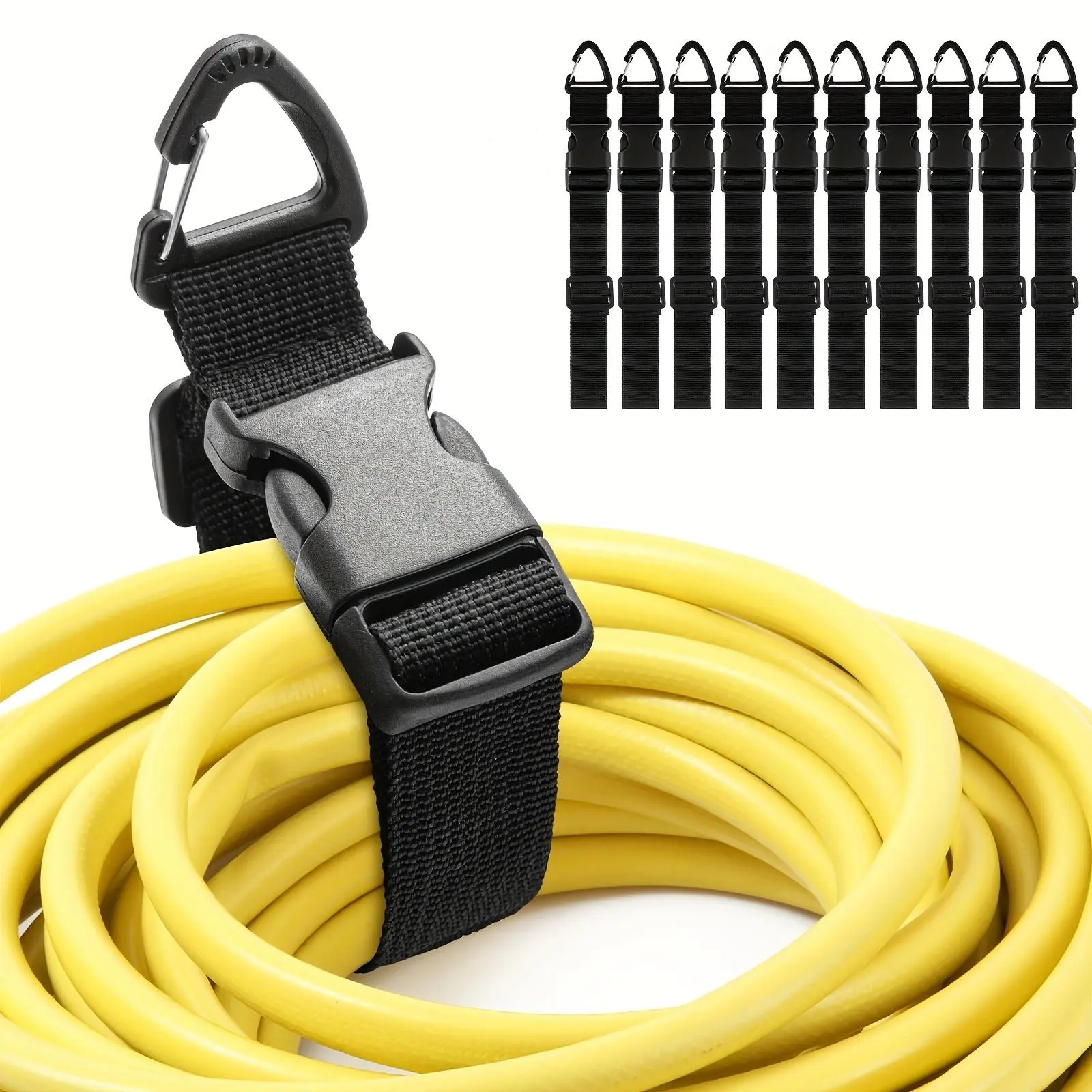 10-Pack Heavy-Duty Extension Cord Holder Set - 17-in Adjustable Triangular Clamp Frame, Storage Strap, Hanging Bracket - Men’s Home Organizer for Organizing and Storing Extension Cords, No More Tangled Mess, Tie Down Strap Shelving & Storage