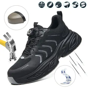 Men's Work Boots High Top Design Steel Toe Anti-Smash Anti-Puncture Anti-Slip Wear-Resistant Rubber Sole Suitable for Construction Factory Daily Use Warehouse Shoes Modern Work Shoes Outdoor Laborers