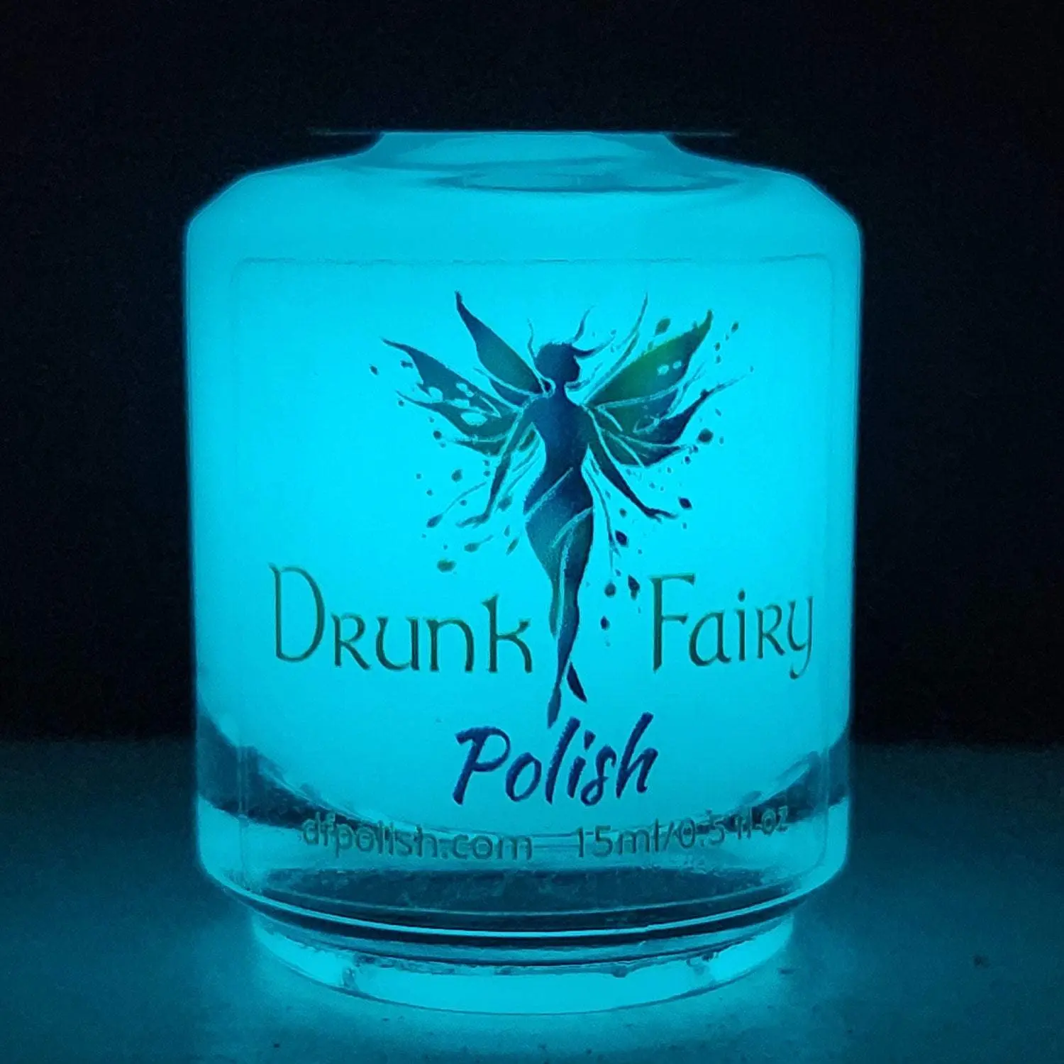 Blue Moon Glow In The Dark Nail Polish by Drunk Fairy Polish | Ultra Bright Glow in the Dark Aqua Clear Topcoat